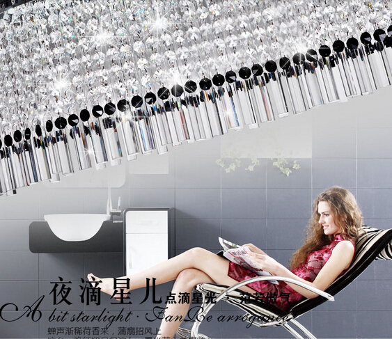 new beautiful design modern dinning room crystal chandelier lights l750*w250*h650mm , lustres contemporary crystal lamp