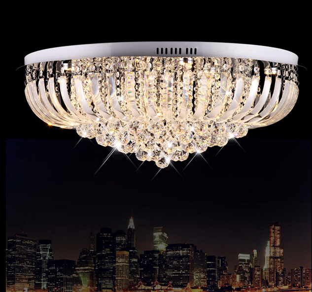 new modern crystal ceiling lamp led luminare dia80*h25cm round living room light lustres ceiling light