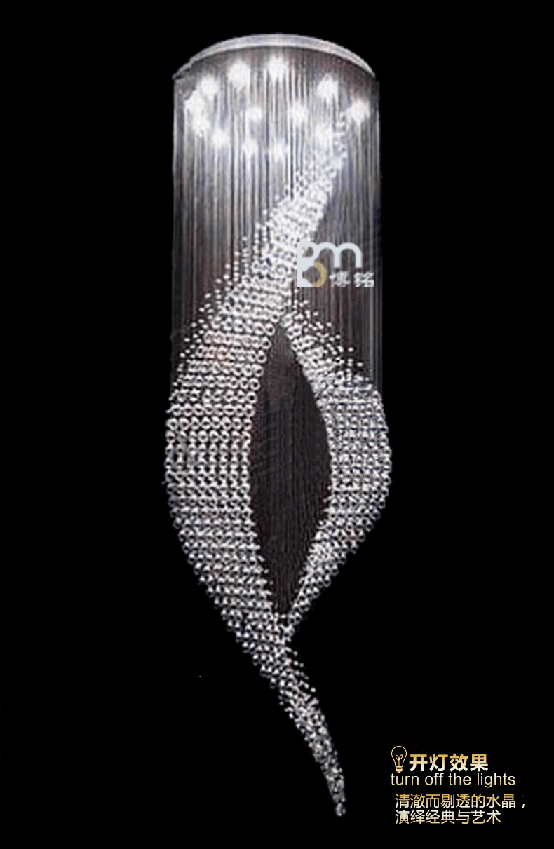 new modern large chandeliers crystal led light d80*h300cm el project lighting