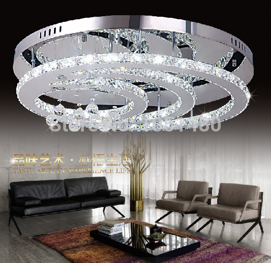 new modern round stainless steel k9 crystal led chandelier lamp lustre home lighting dia800*h400mm
