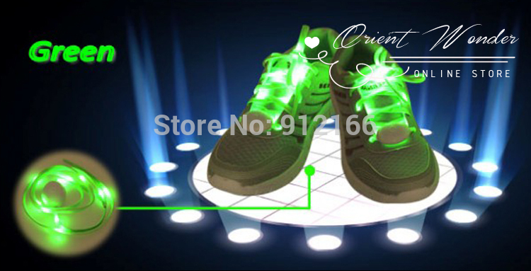 new popular flashing led nylon shoelaces 100 pairs/lot with led shoe strap light smallest controller box for fast