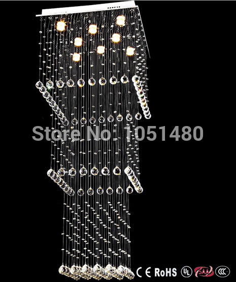 new square high ceiling chandelier light fixtures l600*w600*h2000mm , modern crystal lamp