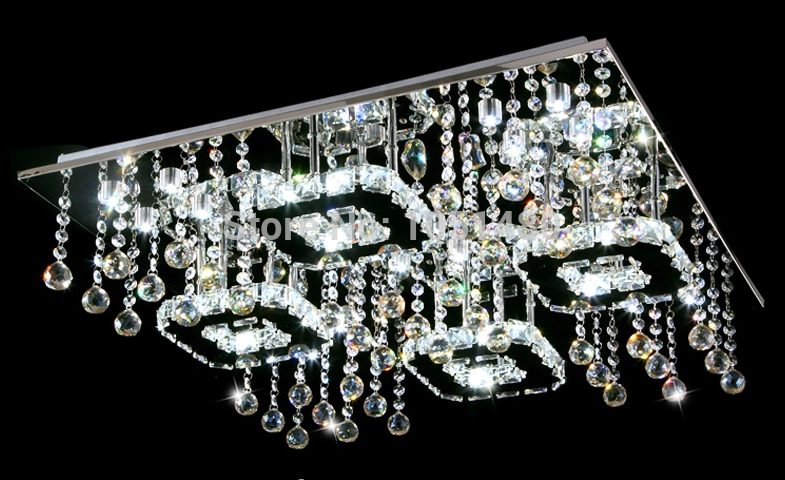 new square lustre led chandelier lights crystal lamp living room chandelier l70*w70*h18cm