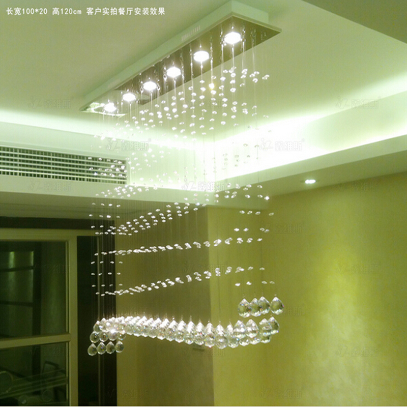 new wave design long crystal chandelier modern crystal lamp for dinning room crystal chandelier led light