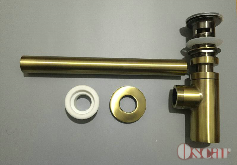 p trap pop bathroom basin sink antique bronze brass body stainless steel pipe bathroom accessories drains