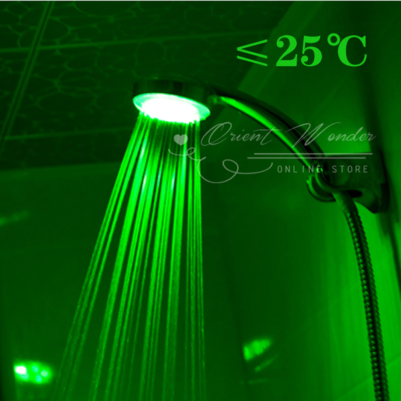 promotion 3 color led shower head of rgb light temperature control light change self-power bath faucet