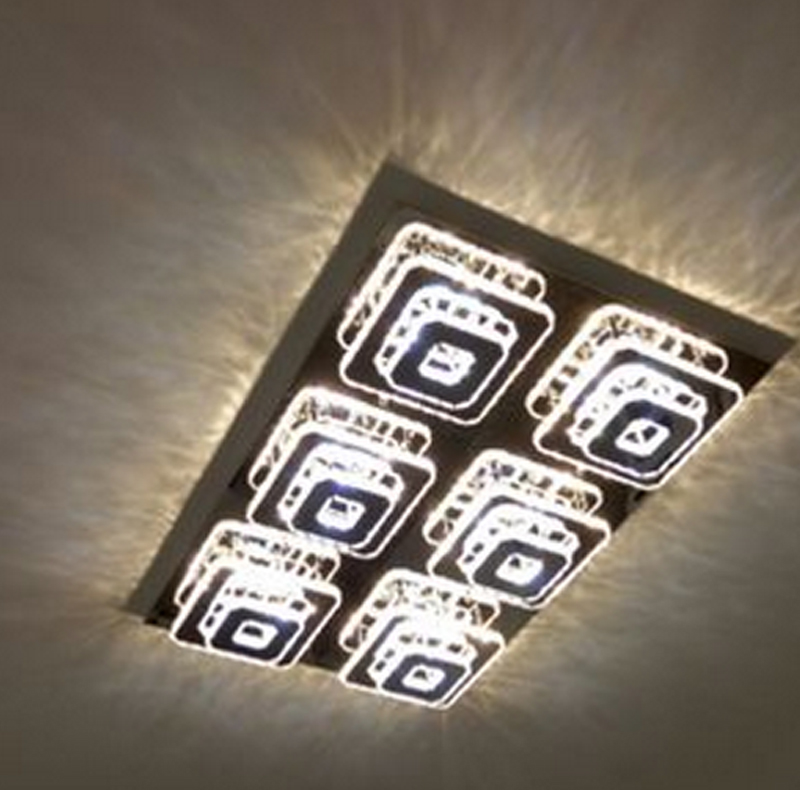 rectangular crystal ceiling chandelier led lamps or living room lustres de cristal indoor lighting