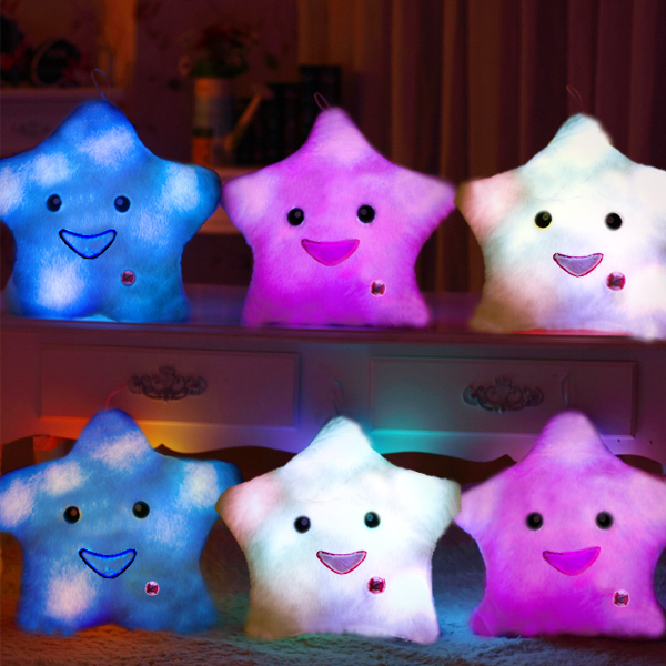 retail ,colorful led pillow lucky heart star shaped glow pillows best gift for kids, valentine, christmas