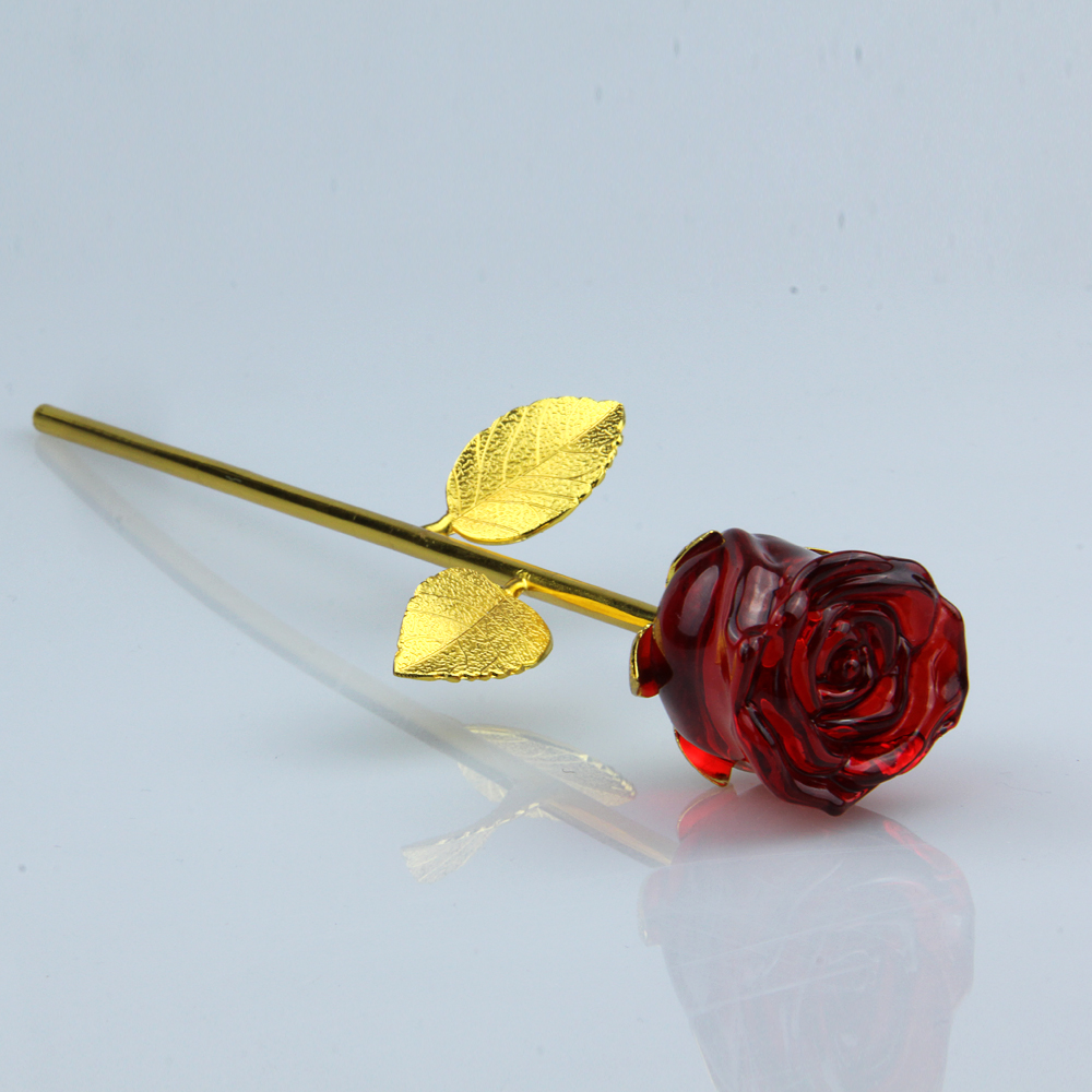 romantic gold plated crystal rose flower birthday valentine's gift for love wedding home decoration