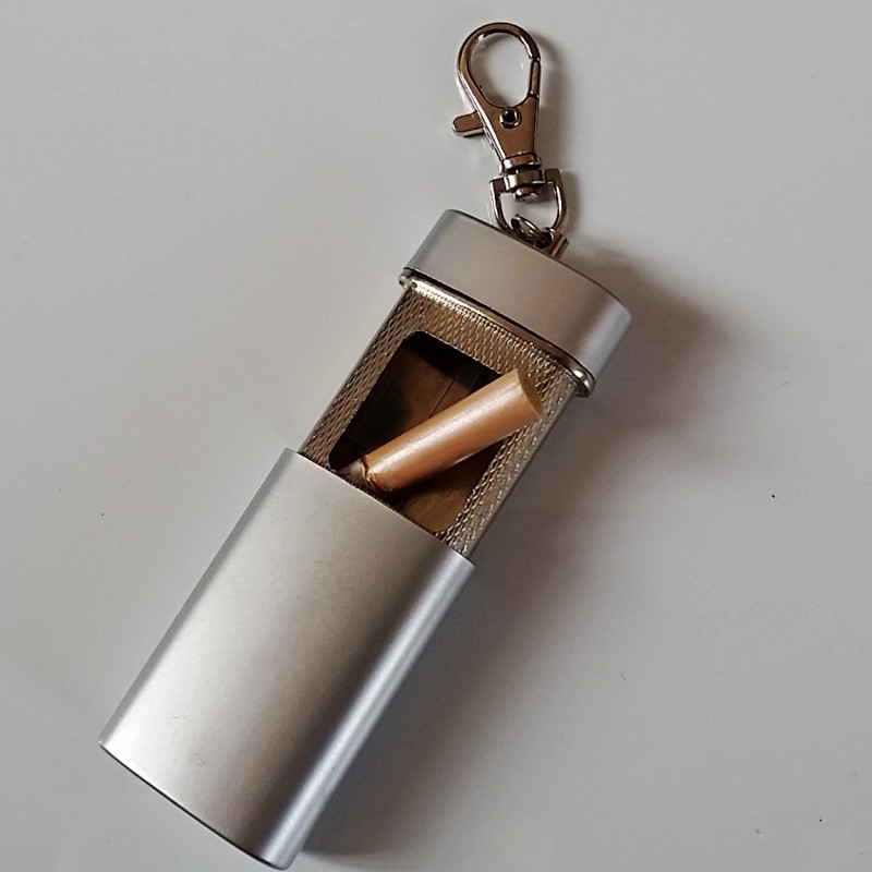 silver square portable pocket cigarette tobacco ashtray with keychain outdoor environmental smoking tools