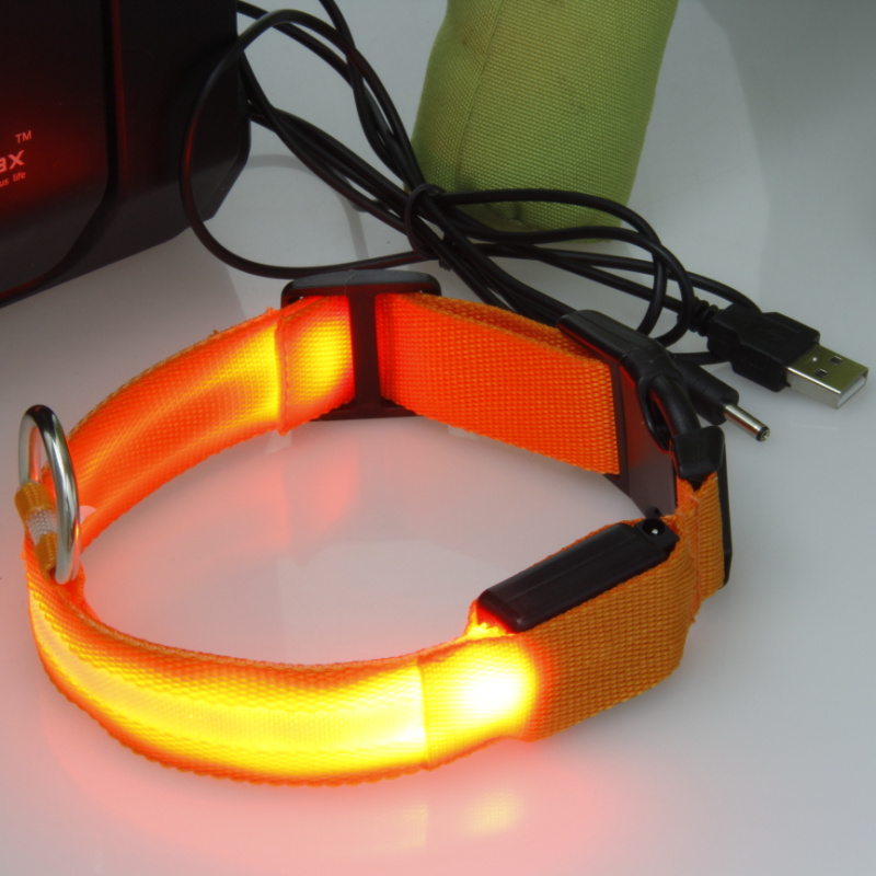usb led pet collar, flashing rechargeable dog /cat collar necklace shiiping dog's gift