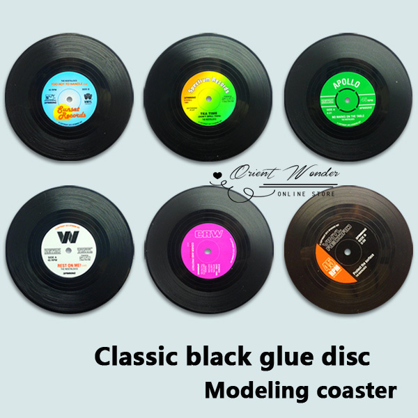 whole spinning retro vinyl cd record drinks coasters / vinyl coaster cup mat 300pcs/lot