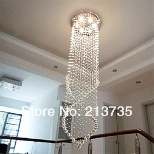 2015 modern crystal chandelier light, crystal light stair lamp 3 gu10 light,d300*h1200mm