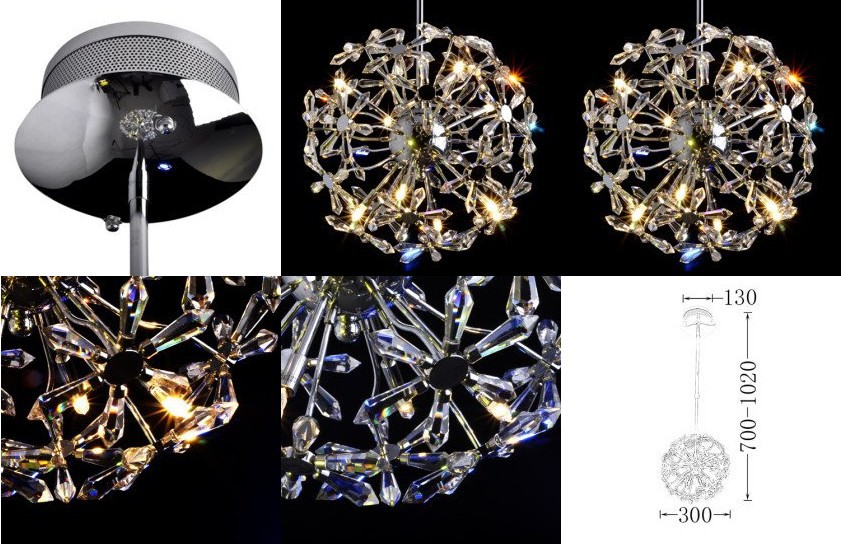 egypt imported crystal 8-light pendant lights in ball shape chrome