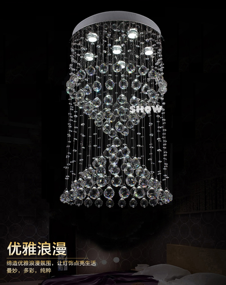 facotry direct led crystal lights chandelier modern home lighting ,dia60*h150cm stair lighting fixture
