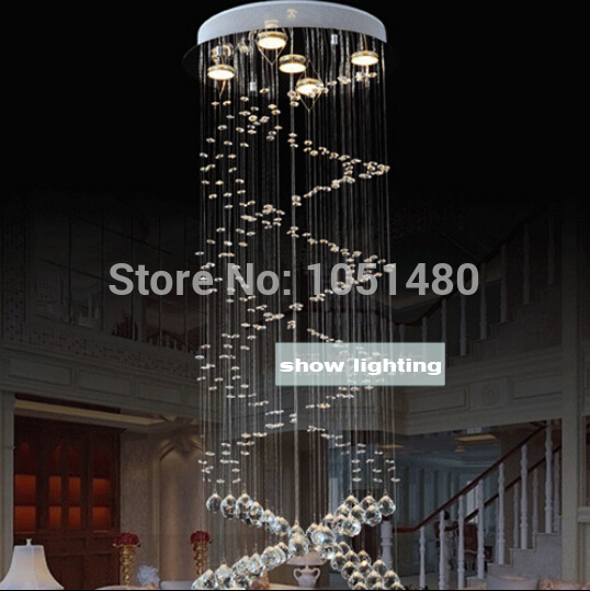 holiday s modern home led crystal chandelier spiral lamp dia500*h1500mm