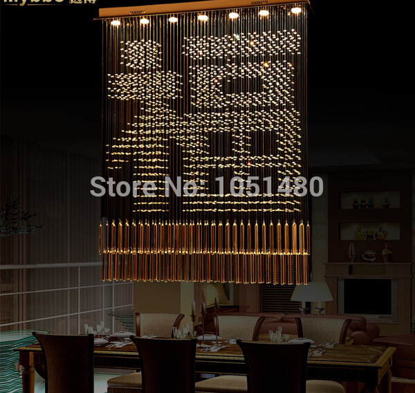 lucky design rectangular crystal modern chandeliers dinning room fixtures