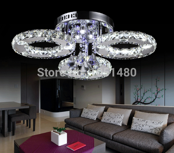 modern contemporary crystal led ceiling lamp stainless steel light