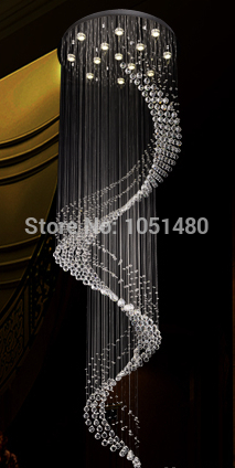 modern contemporary spiral crystal chandelier penthouse floor luxury cristal lamp dia80*h250cm