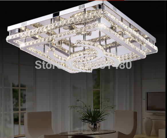 modern design square ceiling led chandelier living lighting crystal lamp l80*w80*h35cm