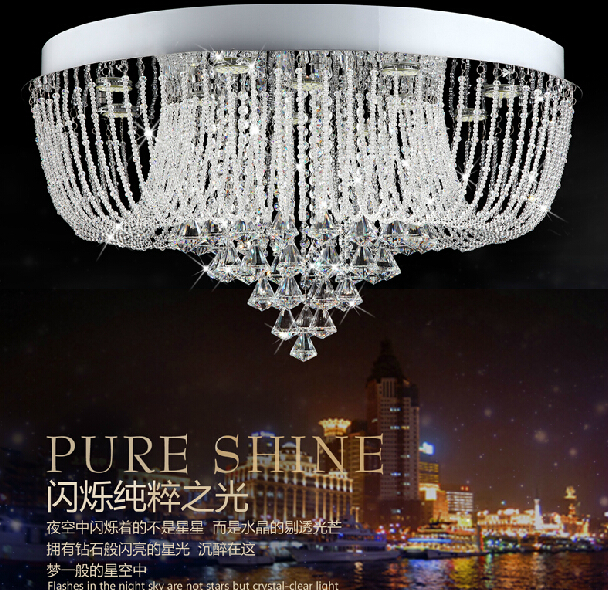 modern flush mount crystal chandelier lighting dia600*h450mm luxury living room lights