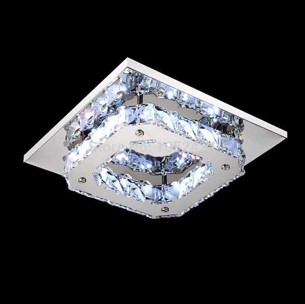 modern led crystal ceiling lights flush mount 1 light stainless steel 90-265v white light flush mounted