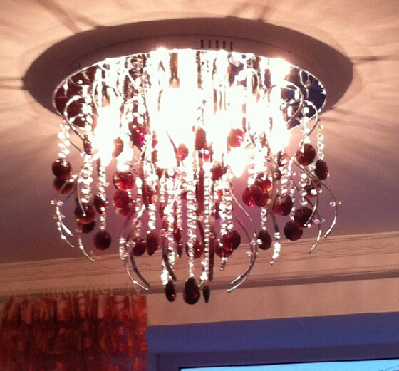 modern red chandelier ceiling crystal lamp dia60*h57cm lustres bedroom chandelier