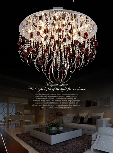 modern red chandelier ceiling crystal lamp dia60*h57cm lustres bedroom chandelier
