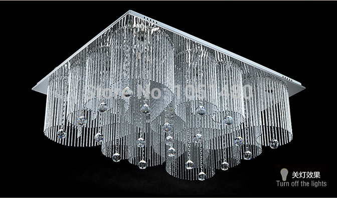 most popular simple style square home crystal ceiling lamp , lustre modern crystal light for room and el