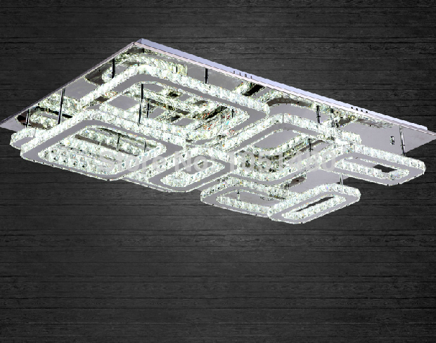 new arrival modern rectangle crystal ceiling lamp luster home lighting led lamp l700*w700*h150mm