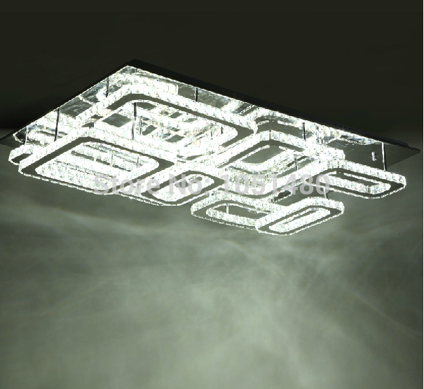 new arrival modern rectangle crystal ceiling lamp luster home lighting led lamp l700*w700*h150mm
