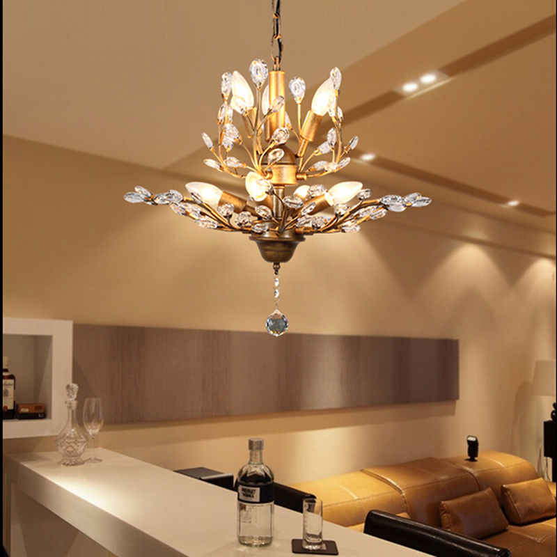 new country style chandelier crystal lamp for living room lustre de cristal indoor lighting