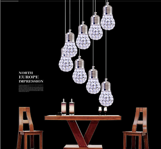 new creative design modern chrome chandelier 8 lights dinning room crystal lamp bar light , special price