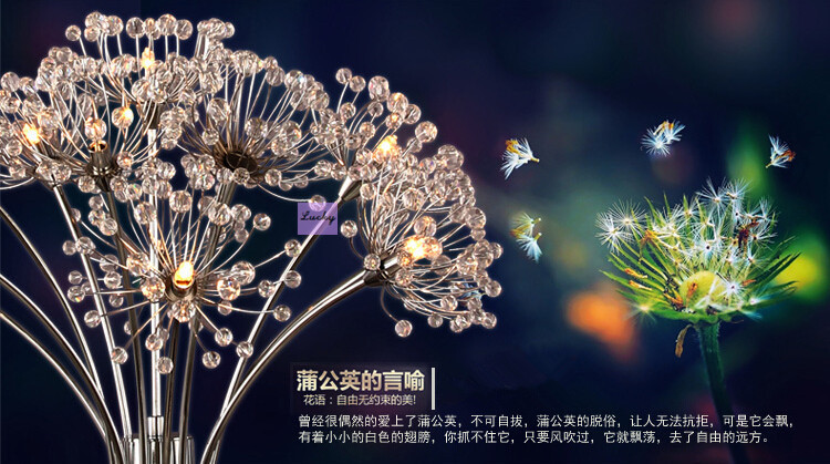 new design dandelion light dining room crystal chandelier dia500mm*h750mm