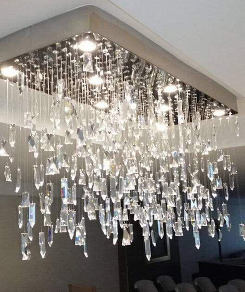 new design rectangular crystal chandelier modern dinning room light hanging lamp lustre de sala indoor lighting fast