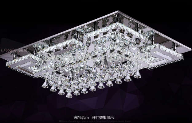 new flush mount rectangular led crystal chandelier lustre home lighting modern lamp