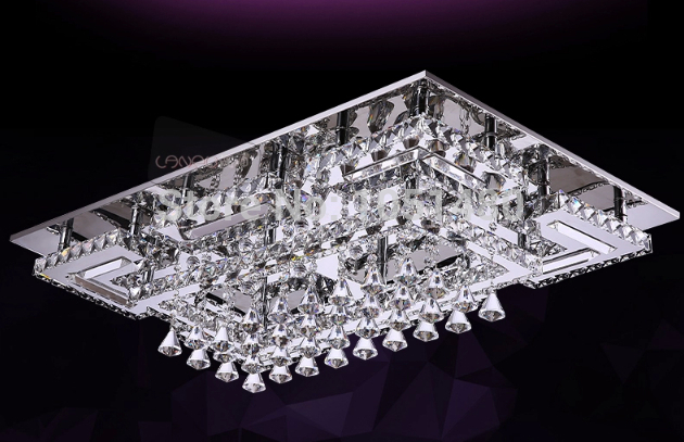 new flush mount rectangular led crystal chandelier lustre home lighting modern lamp