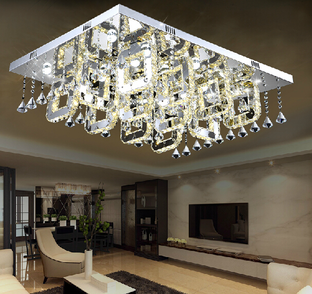 new modern design flush mount led crystal chandeliers living room light l700*w500*h300mm