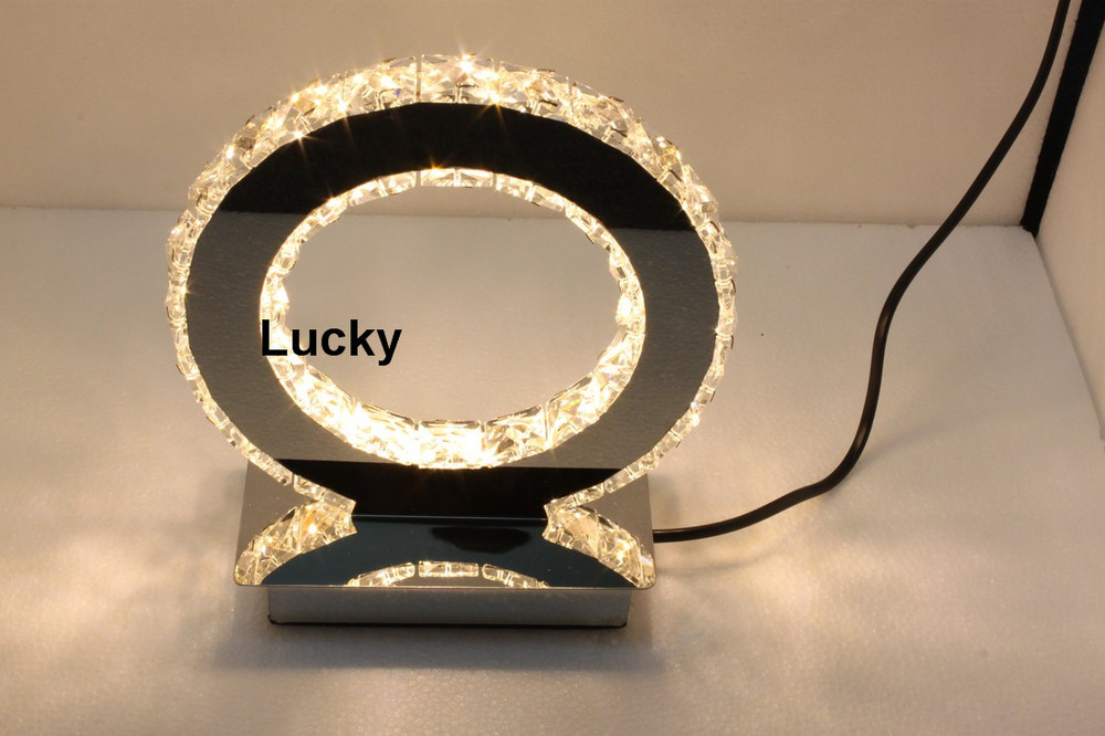 new modern round crystal led table lamp diamond ring desk light beside lighting dia300mmlamps for home