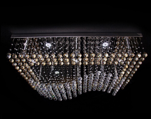 new rectangle wave crystal light modern chandelier ,remote controlled large foyer chandeliers