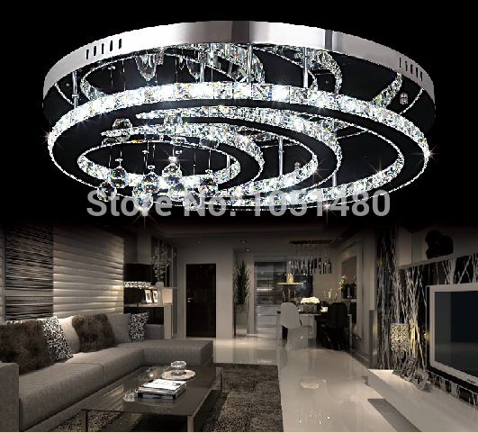 new round k9 crystal led chandelier ceiling living room bedroom modern lighting dia600*h300mm