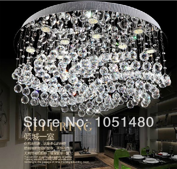 new round lustre crystal ceiling lamp,modern living room crystal light