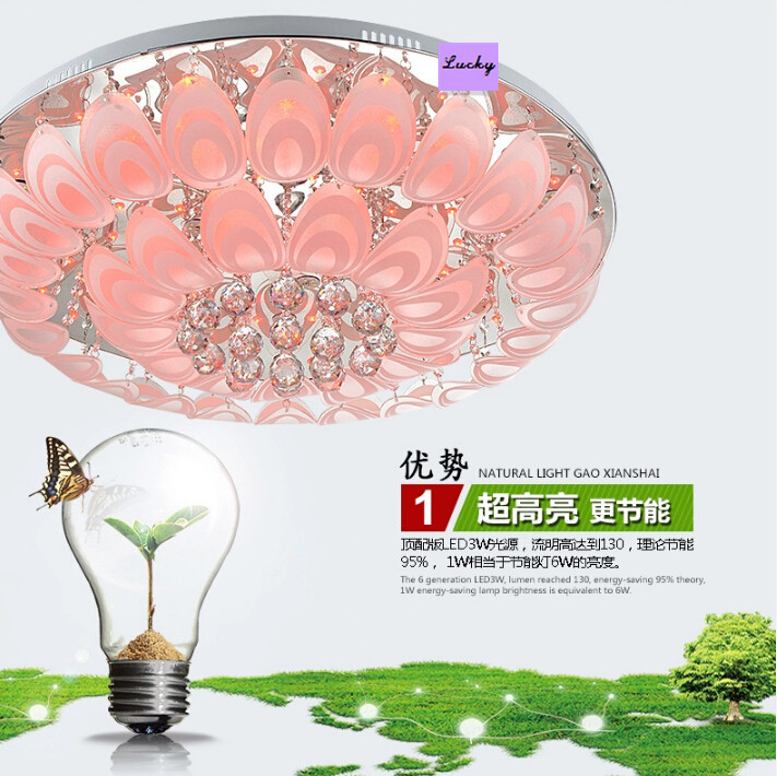 peacock k9 crystal lamp led living room lamp fashion brief bedroom lights modern ceiling light stunning dia80*h26cm,with remote