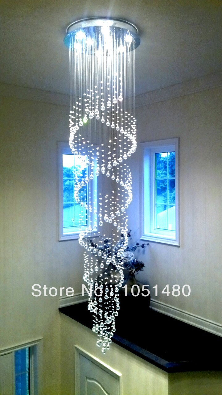 s hight quality double spiral living room crystal chandelier lamps dia500*h2000mm
