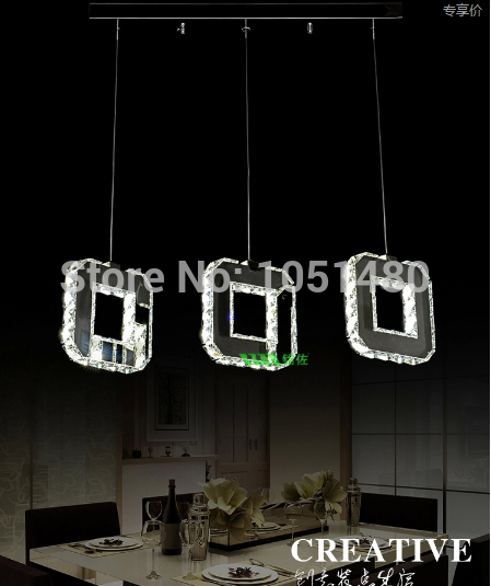 s modern dinning table led pendant light , chrome plated 3 lights crystal lamp