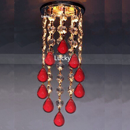 selling crystal led little chandelier d78mm*h180mm 220v red green purple
