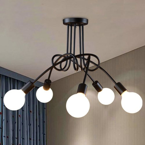 simple creative black & white e27 ceiling lamp vintage personality modern brief led ceiling light bedroom lights