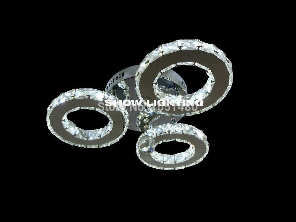 top s surface mounted three rings led lamp modern crystal light for bedroom and living room