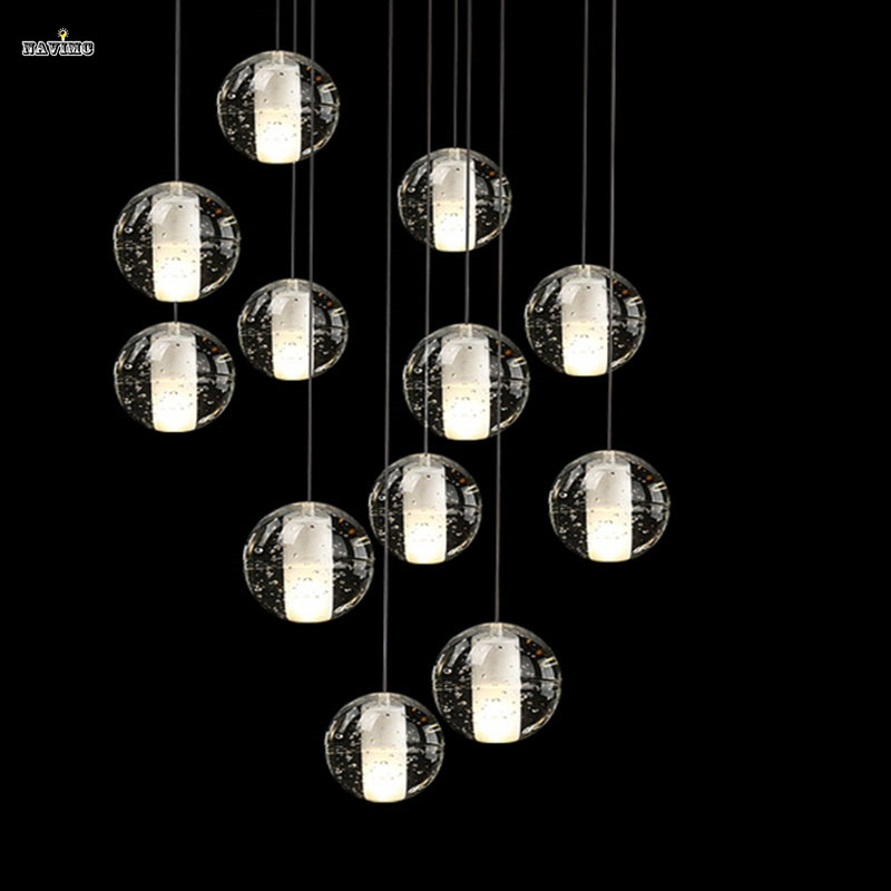 2015 new k9 meteor crystal ball pendant lights for living room stainless steel crystal lamps can be customized