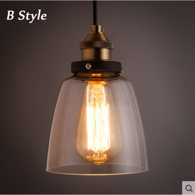 american vintage style pendant lights glass lampshade kitchen industrial penant light crystal bell yc lamp fixtures e27 110-240v